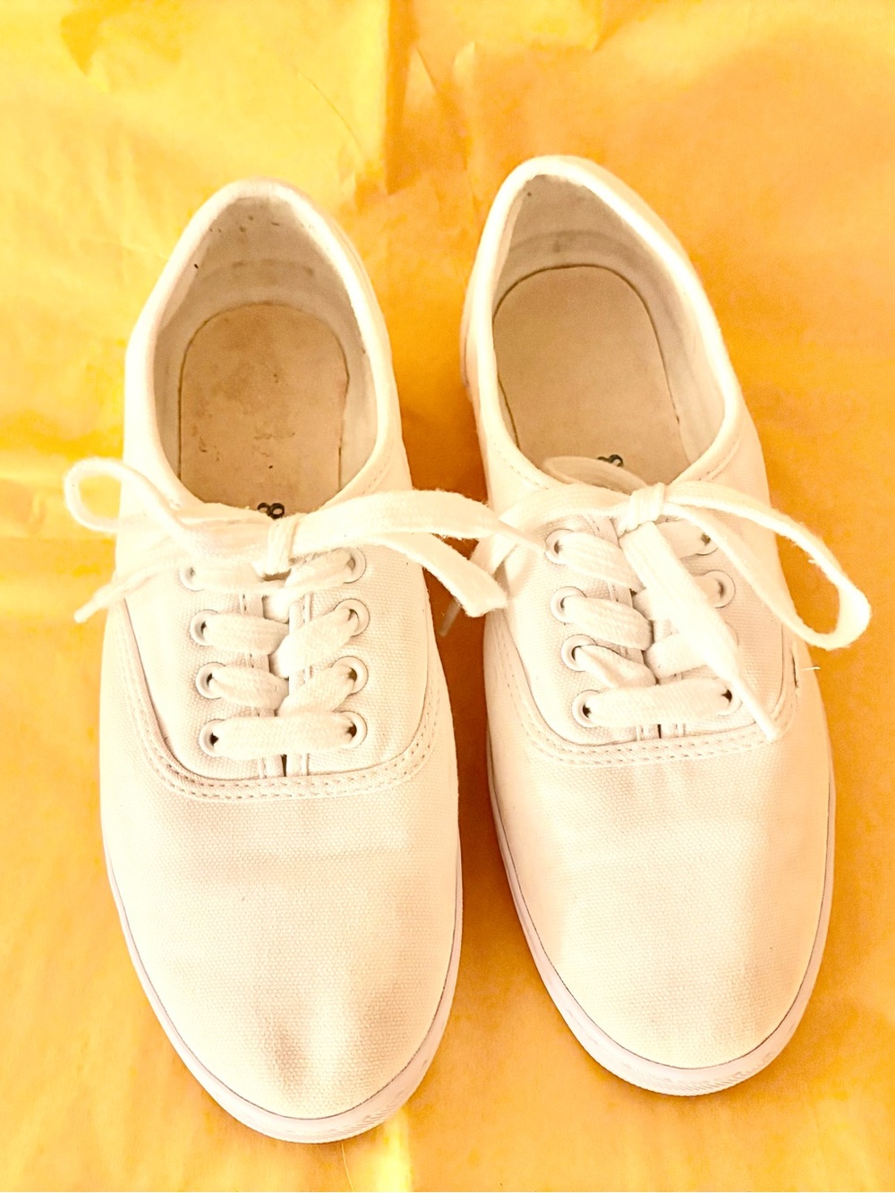 Classic Women's White Canvas Lace-Up Dance shoes.